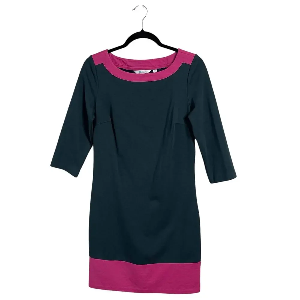 Womens Boden Siobhan Lined Ponte Shift Dress Blue Pink Colorblock Jersey Sze 6R - Picture 2 of 8